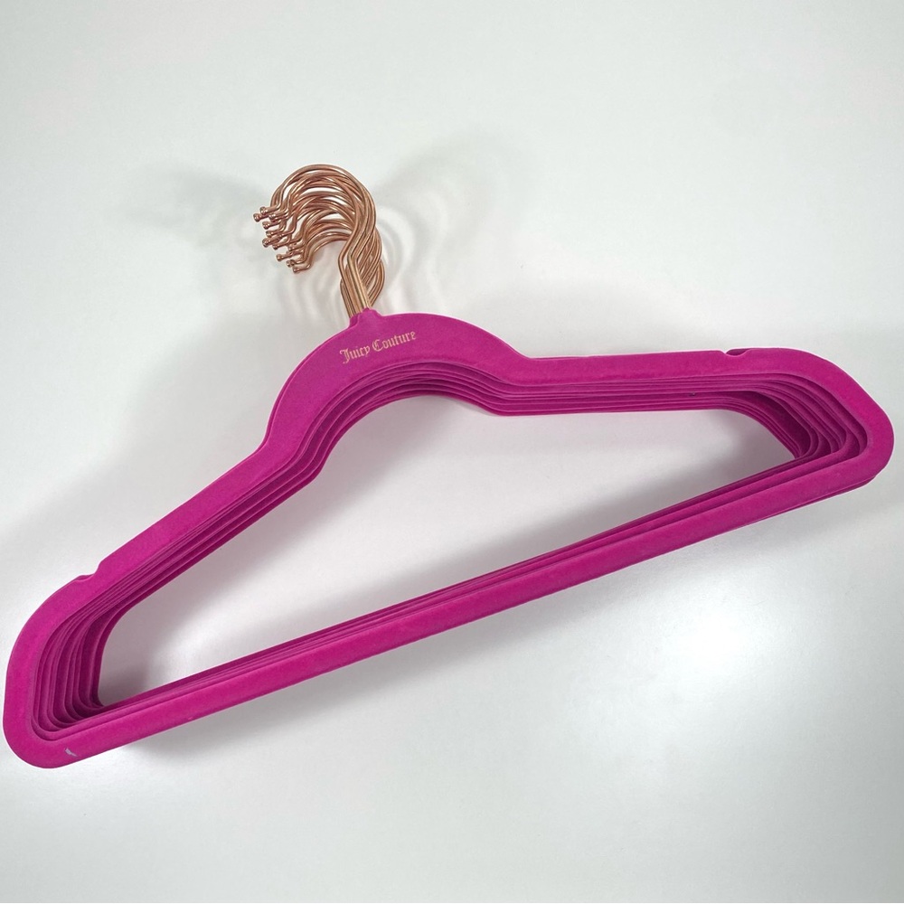 20 Juicy Couture Hot Pink Velvet & Rose Gold Luxe Fashion Style Wardrobe Hangers - Picture 2 of 10